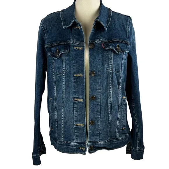 LEVI'S Jean Original Denim Trucker Jacket Size Small - Picture 2 of 13